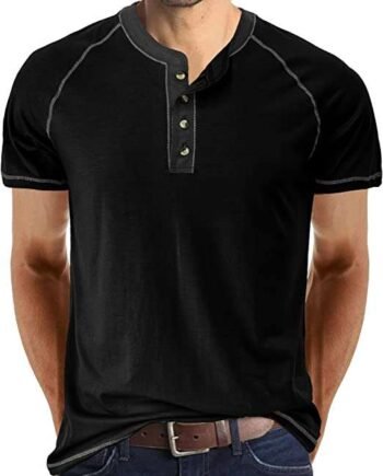 Mens T Shirt Cotton Henley Shirts Casual Fashion T Shirts