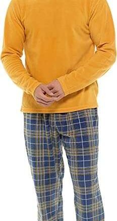 Brand: MICHAEL PAUL MICHAEL PAUL Mens Soft & Cosy Fleece Pyjamas | Warm PJ Set Nightwear Sleepwear Loungewear Modern Set with Check Bottoms | Soft Twosie Pyjama Set for Men Gifts for Him