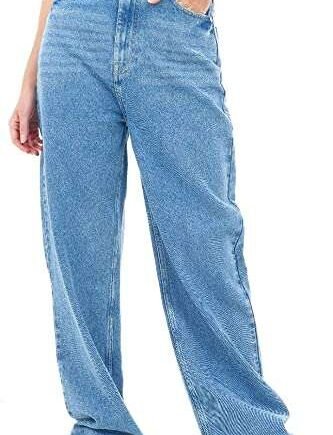 M17 Womens Ladies Denim Jeans Straight Leg High Rise Comfy Casual Cotton Trouser Pants with Pockets