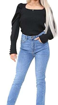 989Zé ENZO Womens Slim Straight Leg Jeans Stretch Cotton Denim Pants