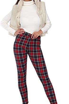 FUTURO FASHION Womens Fur Lined Leggings in 2 Patterns I Checkered & Camo Pattern Insulated Leggings I High Waisted Warm Winter Leggings for Ladies I Thermal Pants Women I Size M-3XL