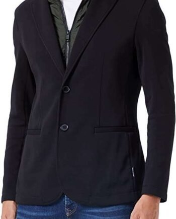 Armani Exchange Men's Double Style with Nylon Insert and Hidden Hood Blazer
