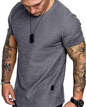 Men's T-Shirts Cotton Gym T Shirts Tee Slim Muscle Fit Shirt Top Plain T Shirt