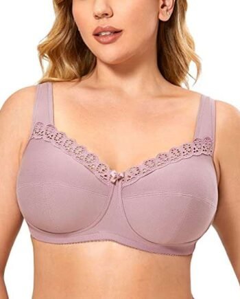 Delimira Women's Non Wired Bras Unlined Full Cup Plus Size Cotton Comfort