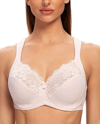 MELENECA Women's Minimizer Bra Full Coverage Plus Size Underwire Lace Comfort Cushion Strap