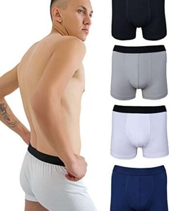 GONURRO 4 Pack Men's Cotton Trunks, Soft Fitted Stretchy Boxer Pants, Comfortable Underwear