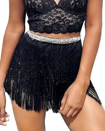 Tassel Belly Dance Short Hip Scarf Sequins Costume Party Rave Skirts Fringe Hip Skirt for Women and Girls