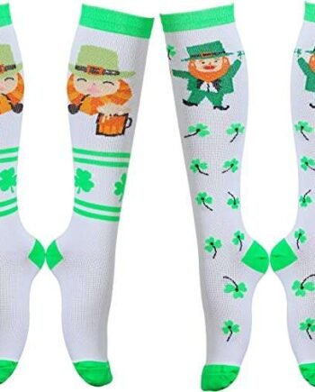2 Pairs Compression Socks for Women Men Couples Sport Knee High Wide Calf Stocking Fit Nurses Travel Flight Running Cycling Gym