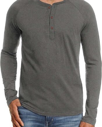 NITAGUT Mens Fashion Casual Front Placket Basic Long/Short Sleeve Henley T-Shirts Tops