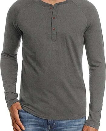 NITAGUT Mens Fashion Casual Front Placket Basic Long/Short Sleeve Henley T-Shirts Tops