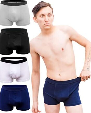 GONURRO 4 Pack Men's Cotton Trunks, Soft Fitted Stretchy Boxer Pants, Comfortable Boxer, Classic Fit Underwear,