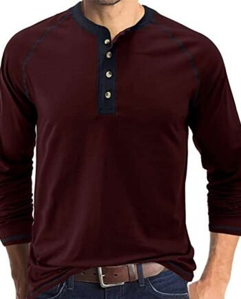 Mens T Shirt Cotton Henley Shirts Casual Fashion T Shirts