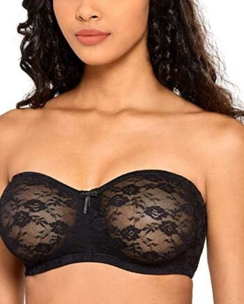 DOBREVA Women's Underwired Non Paddded Multiway Strapless See Through Lace Bra
