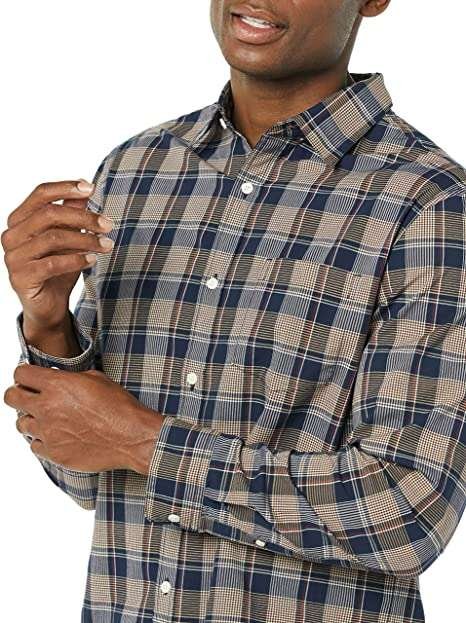 Men's Long-Sleeved Regular-Fit Stretch Poplin Shirt