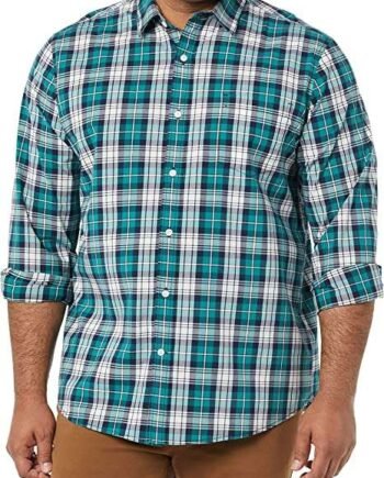 Men's Long-Sleeved Regular-Fit Stretch Poplin Shirt