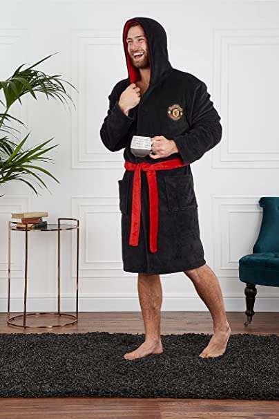 Manchester United F.C. Dressing Gown for Men, Mens Fleece Robe, Football Gifts